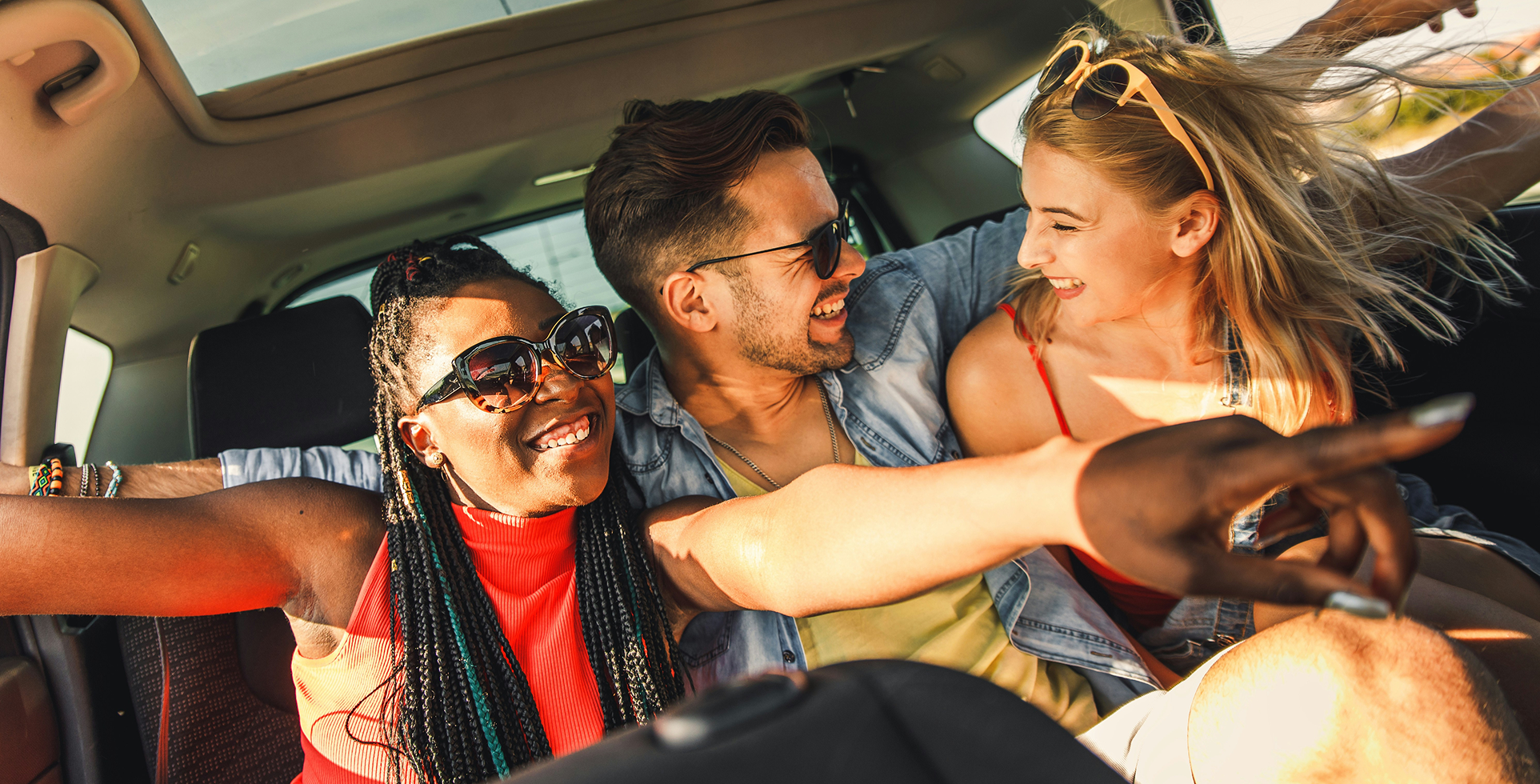 Group of friends in a car